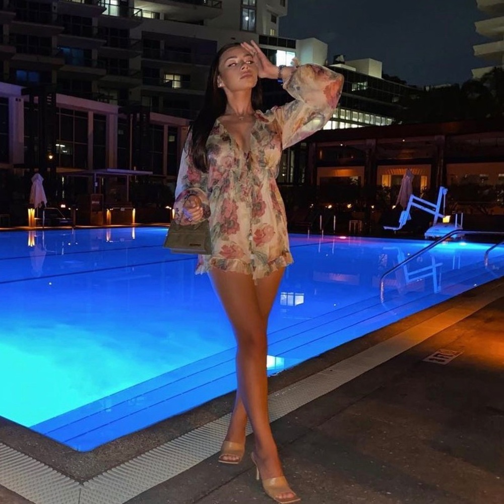 Zimmerman Melody Floral-print Ruffle Silk Playsuit